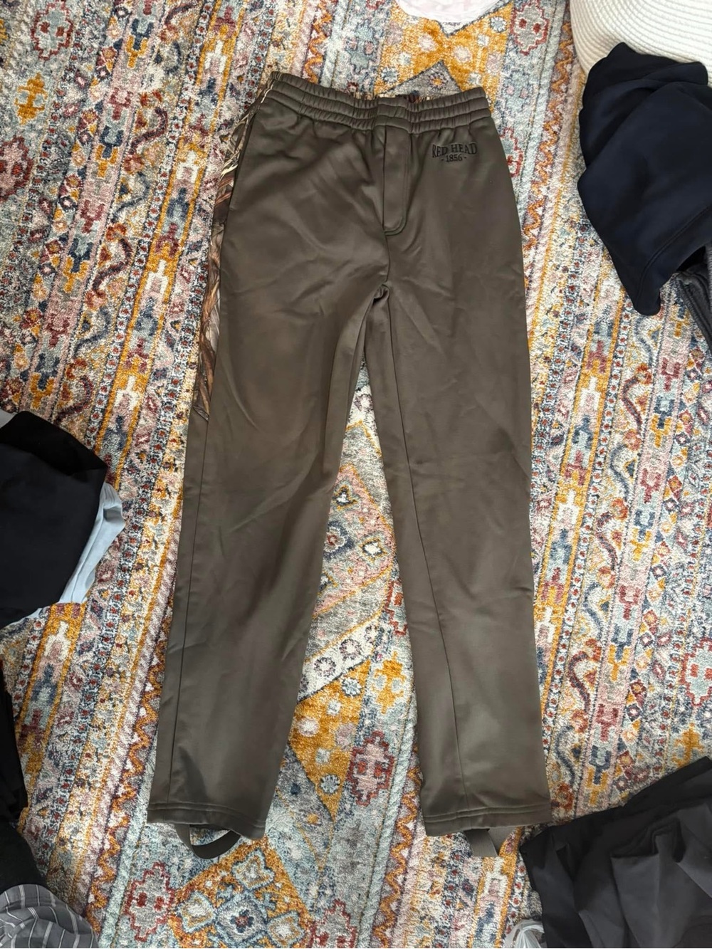 RedHead 1856 Men's Brown Track Pants Camo Side Stripe Elastic Waist Size small